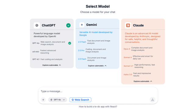 Easy Transition Between Models & Chats